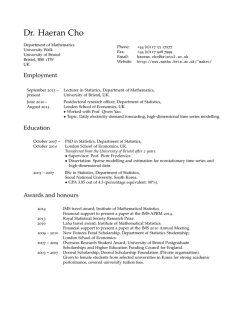 Dr. Haeran Cho: Curriculum Vitae - University of Bristol