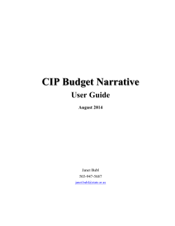 Electronic CIP Budget Narrative Spending Workbook Training