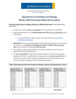 Department of Chemistry and Biology Winter 2014 Final Exam Make