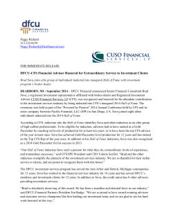 DFCU-CFS Financial Advisor Honored for Extraordinary Service to