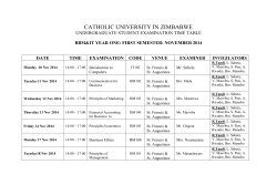 Exam timetable Nov 2014. - Catholic University of Zimbabwe