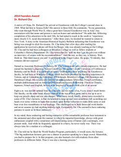 Dr. Richard Chu - Eisenhower College Alumni Association