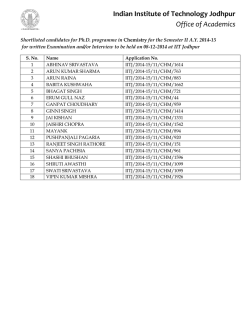 Chemistry - IITJ-Indian Institute of Technology Jodhpur