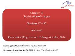 Chapter VI Registration of charges Sections 77 – 87