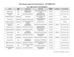 UGA Campus Approved Faculty Actions – OCTOBER 2014