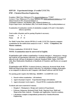 KBT120 Experimental design (5 credits/7,5 ECTS) 0785 – Chemical