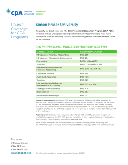 Course Coverage for CPA Programs Simon Fraser University