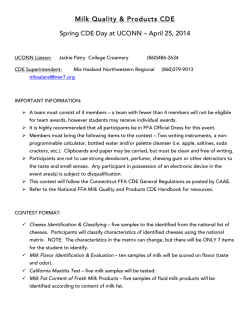 Milk Quality CDE Info 2014