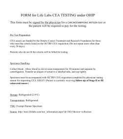 FORM for Life Labs CEA TESTING under OHIP