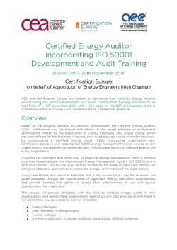CEA incorporating ISO 50001 Development and Audit Training