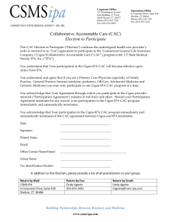 Collaborative Accountable Care (CAC) Election to - Csms-ipa