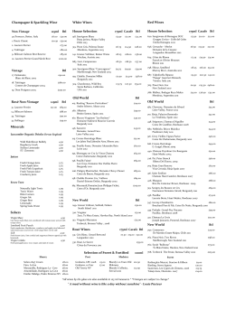 Brasserie Wine List