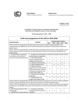Draft work programme of the CGE for 2014-2018