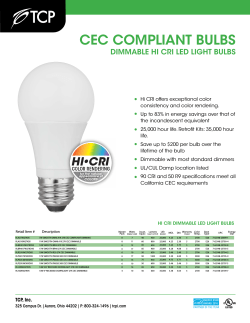 LED Dimmable Hi CRI CEC Compliant Spec Sheet