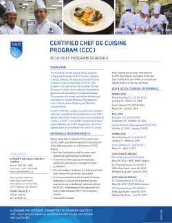 CERTIFIED CHEF DE CUISINE PROGRAM (CCC)