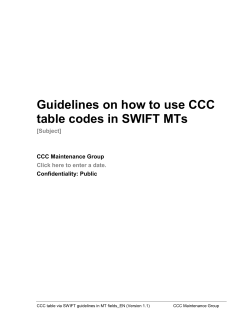 CCC table via SWIFT guidelines in MT fields EN (version 1.1.)