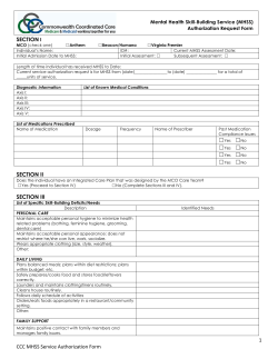 1 CCC MHSS Service Authorization Form SECTION I SECTION II