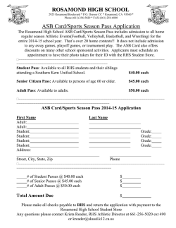 ROSAMOND HIGH SCHOOL ASB Card/Sports Season Pass