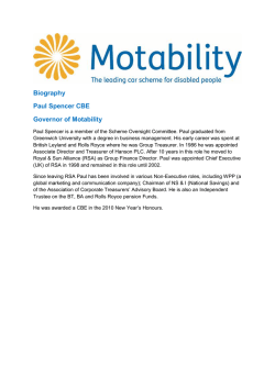 Biography Paul Spencer CBE Governor of Motability