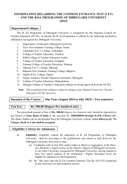 AND THE B.Ed. PROGRAMME OF DIBRUGARH UNIVERSITY