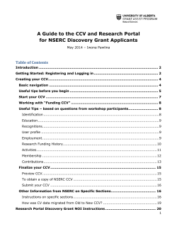 A guide to the Research Portal and CCV for 2014 NSERC Discovery