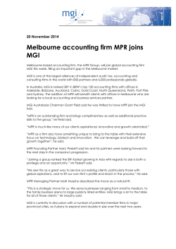 Melbourne accounting firm MPR joins MGI