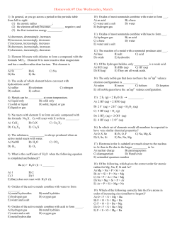 AP Chemistry Chapter Seven Practice Test— Periodic Properties of