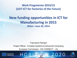 ICT Innovation for Manufacturing SMEs (I4MS)