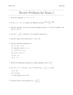Review Problems for Exam 1