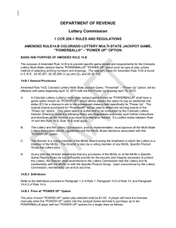 CCR Template - Colorado Lottery
