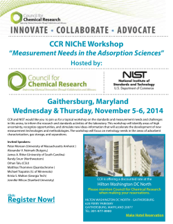 CCR NIChE Workshop, "Measurement Needs in the Adsorption