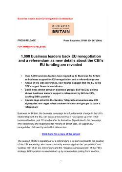 1,000 business leaders back EU renegotiation and a referendum as