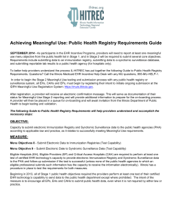 Guide to Achieving Public Health Registry Requirements - IL