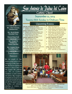 September 21, 2014 - San Antonio Catholic Church