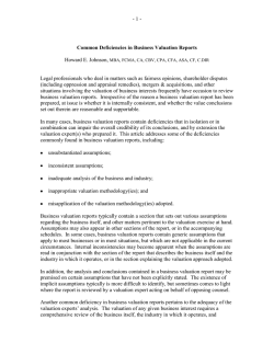 Common Deficiencies in Business Valuation Reports
