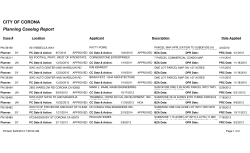 CITY OF CORONA Planning Caselog Report