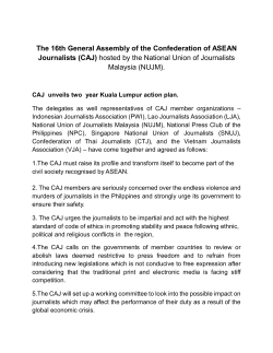 CAJ unveils two year Kuala Lumpur action plan.