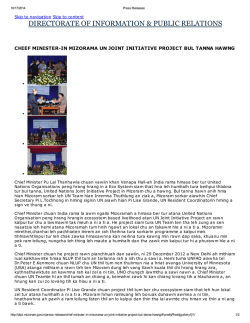 Chief Minister-In Mizorama UN Joint Initiative Project Bul