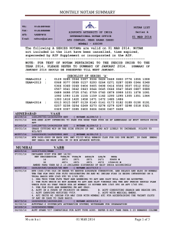 MONTHLY NOTAM SUMMARY - Airports Authority of India