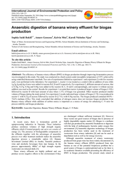 Anaerobic digestion of banana winery effluent for biogas production