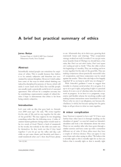 A brief but practical summary of ethics