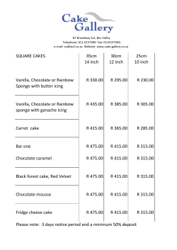Please Click Here For Our Square Cakes Price List