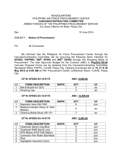 headquarters philippine air force procurement center canvass