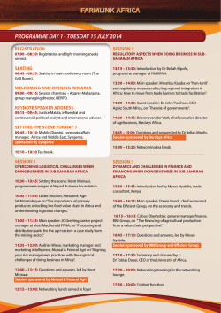PROGRAMME DAY 1 • TUESDAY 15 JULY 2014