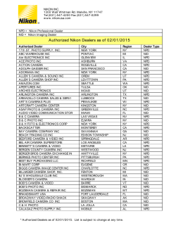 Authorized Nikon Dealers as of 12/30/2014