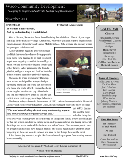 2014 Newsletter 4 - Waco Community Development Corporation