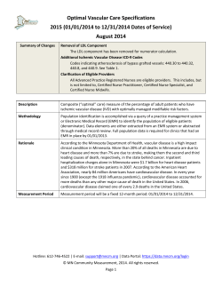 Optimal Vascular Care Specifications 2015, August 2014