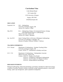 Curriculum Vitae - University of Oregon