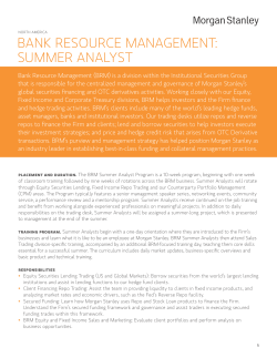 bank resource management: summer analyst