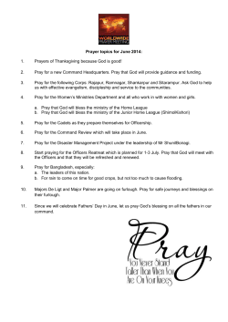 Prayer topics for June 2014